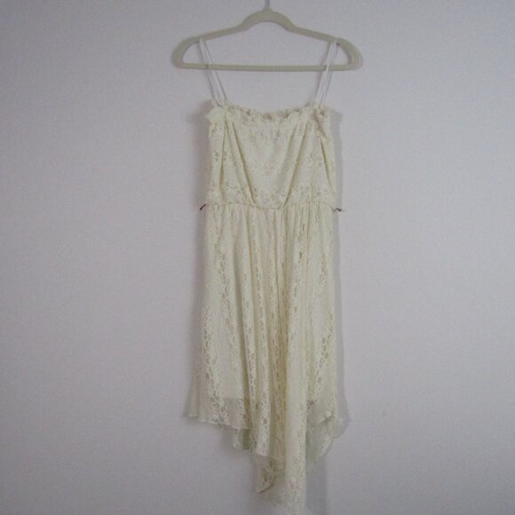 City Triangle Asymmetrical Floral Lace Dress Cream Medium Boho Feminine Romantic - Picture 6 of 11
